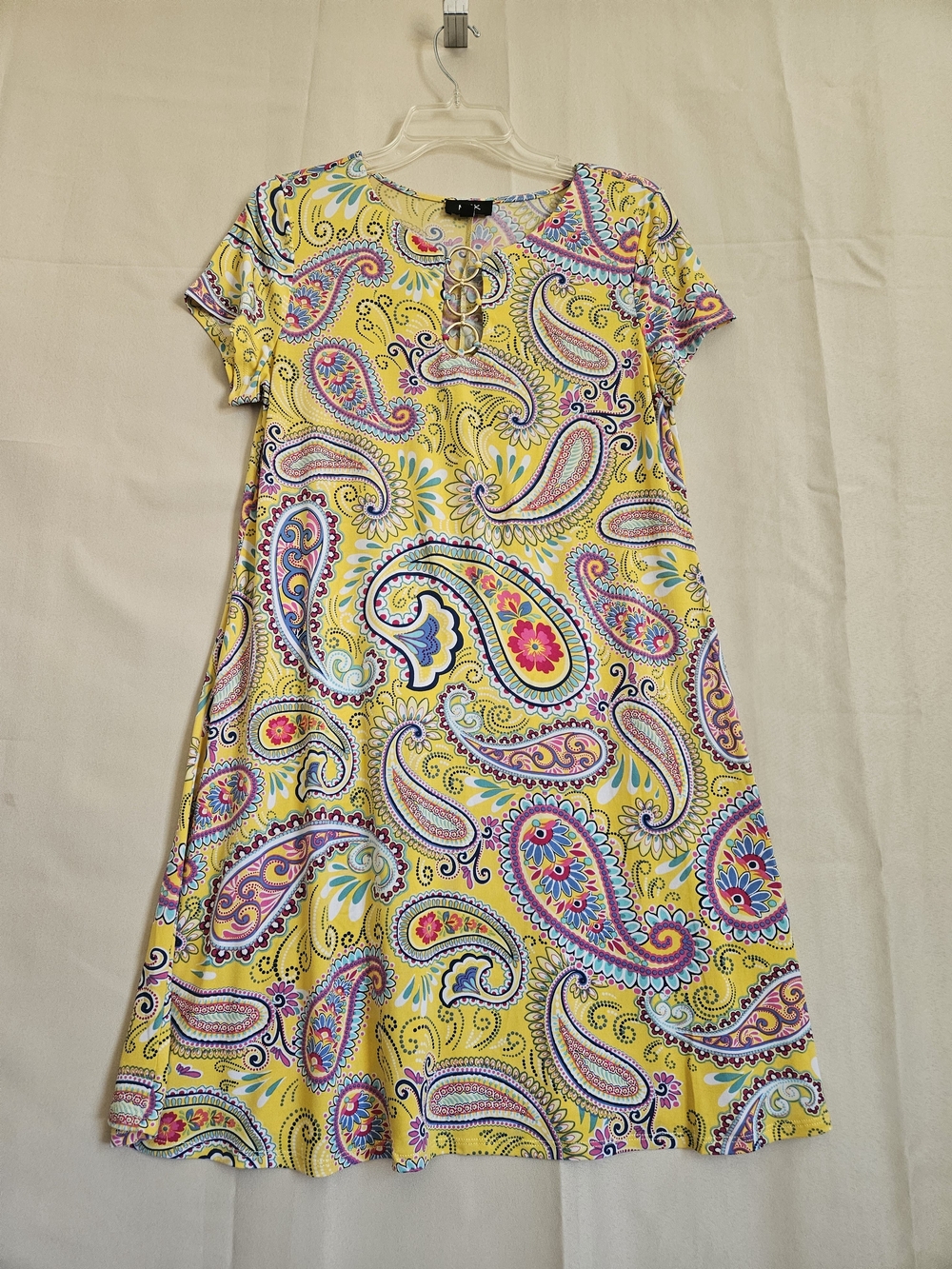 MSK Yellow Paisley Midi Dress with Multicolor Print